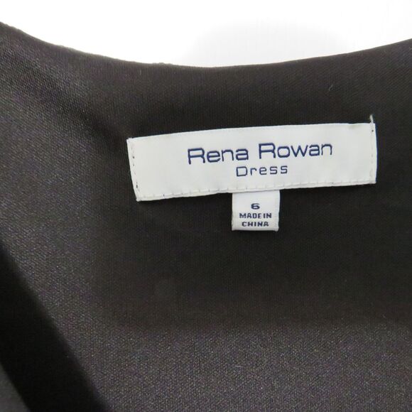 Rena Rowan Black Dress Women Sz 6 Midi Length Sleeveless V-Neck Easy Care Dressy - Picture 3 of 10